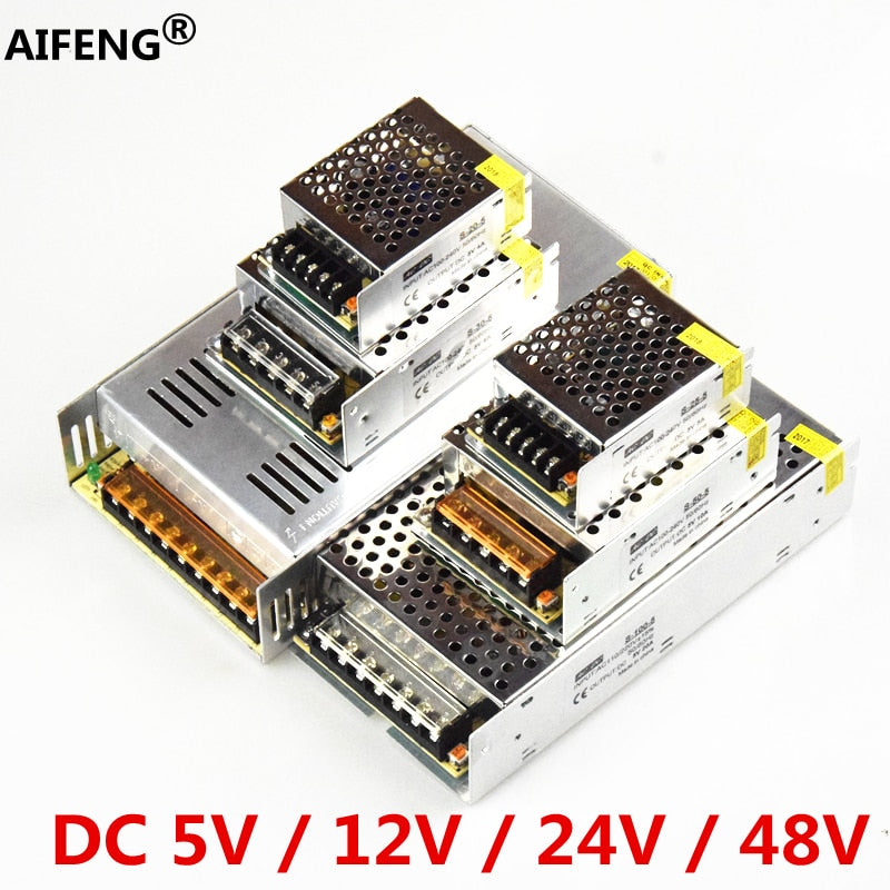AIFENG switching power supply 110V/ 220V to 5V 12V 24V 48V led power supply CCTV / LED Strip  AC to DC source power Adapter