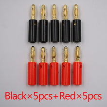 Load image into Gallery viewer, 10pcsAudio Speaker Screw Banana Gold Plate Plugs Connectors 4mm IN STOCK FREE SHIPPING Black Red Facotry Online Wholesale Golden