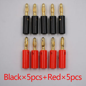 10pcsAudio Speaker Screw Banana Gold Plate Plugs Connectors 4mm IN STOCK FREE SHIPPING Black Red Facotry Online Wholesale Golden